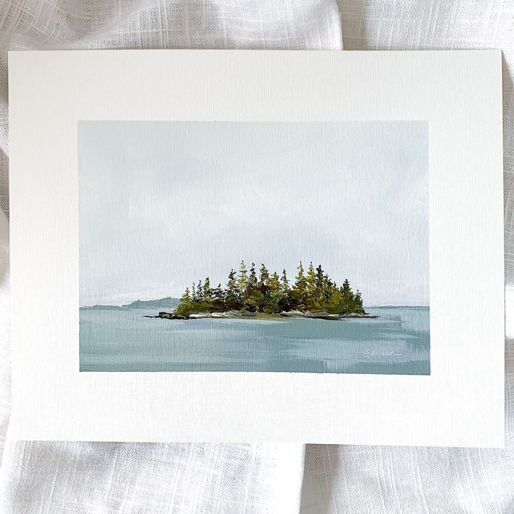 8x10 Maine Original Oil Seascape Painting Boothbay Harbor Pines Coastal Signed - Picture 2 of 8